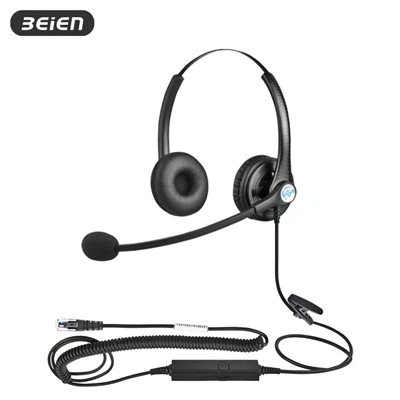Call center cablato a doppia ear auricolare RJ9 con microfono